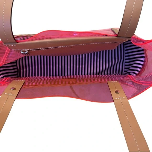 Frances Valentine “Margaret” Wicker PVC Large Tote Shoulder Bag Hot Pink NWOT - Picture 3 of 12